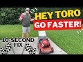 HOW TO Make a Toro Personal Pace Mower Go FASTER!  //  Easy DIY Self-Propel Adjustment