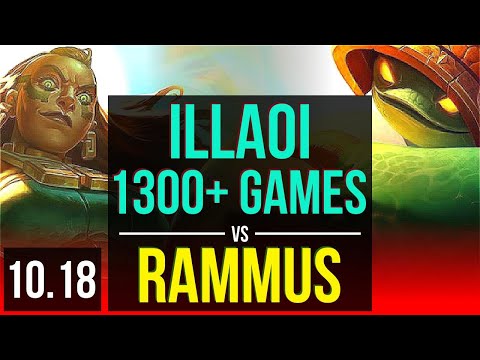 ILLAOI vs RAMMUS (TOP) | 1300+ games, 1.1M mastery points, 2 early solo kills | KR Master | v10.18
