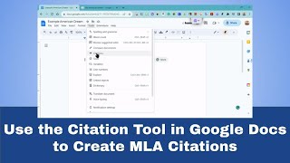 Use the Citation Tool in Google Docs to Create MLA Citations