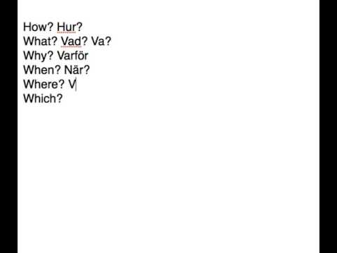 Swedish Question Words