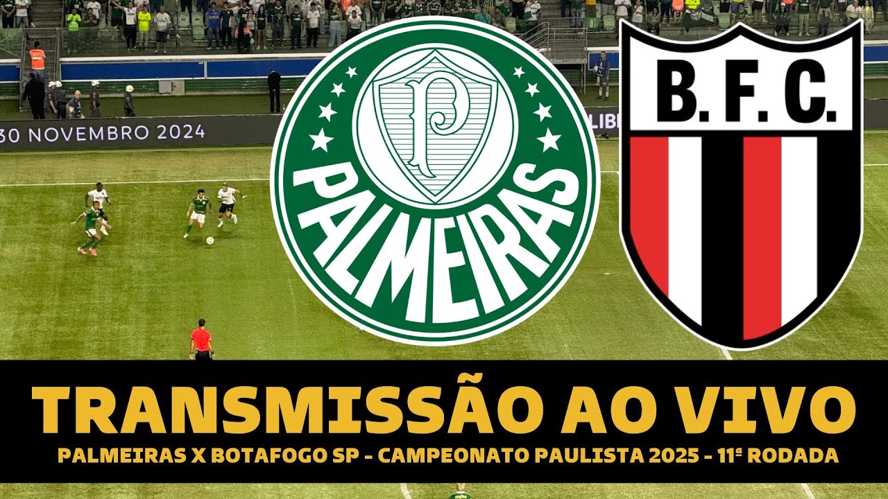 PALMEIRAS X BOTAFOGO TRANSMISSÃO AO VIVO DIRETO DO ALLIANZ PARQUE - PAULISTA 2025 - 11ª RODADA