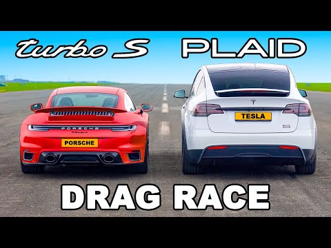 Tesla Model X Plaid v Porsche 911 Turbo S: DRAG RACE