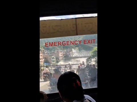 Nepal flash floods seen from bus