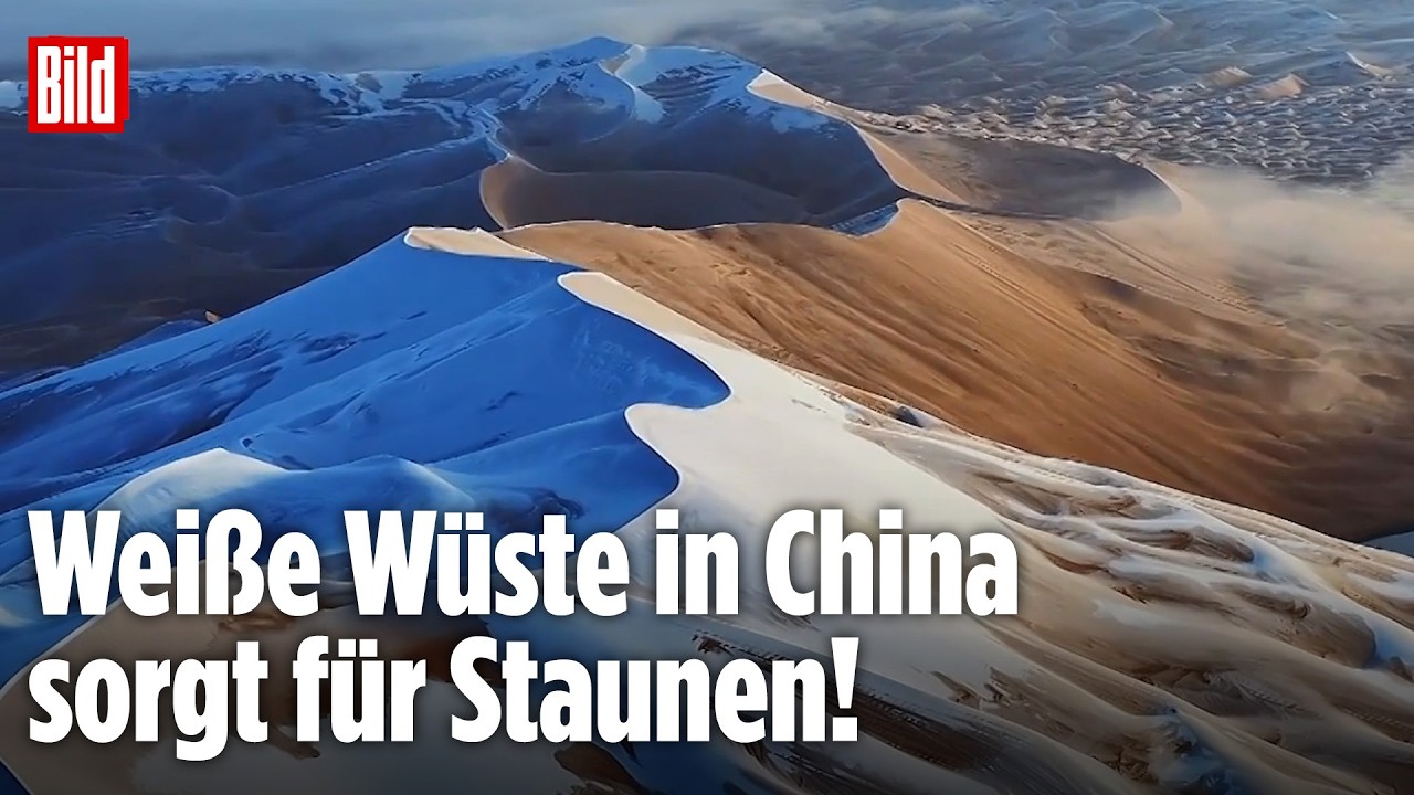 Schnee in der Wüste von China: Seltenes Naturwunder sorgt für Staunen!
