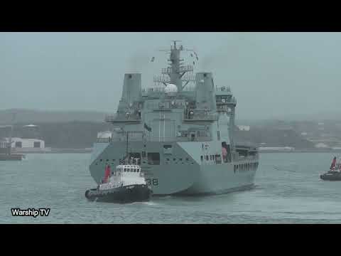 RFA TIDESURGE A138 LEAVES DEVONPORT NAVAL BASE AT DEVILS POINT 4th January 2023
