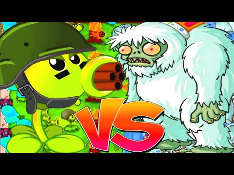 Plants vs Zombies Hack - Gatling Pea vs 999 Yeti Zombies vs Gargantuar vs All Zombie