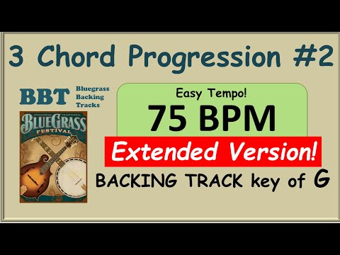 Extended 3 Chord Bluegrass Progression in G 75 BPM