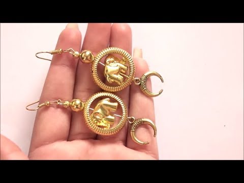 How to Make Golden Elephant & Pearl Earrings in 2 Minutes at Home || DIY|| Art with HHS Video