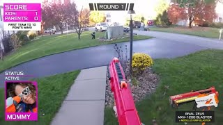Nerf War:  Parents vs Kids 3