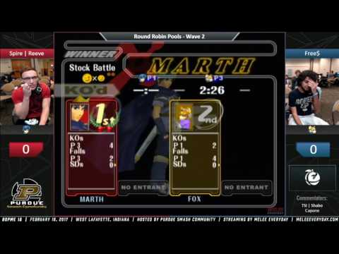 BOPME 16 - Spire | Reeve (Marth) vs. Free$ (Fox) - SSBM - RR Pools