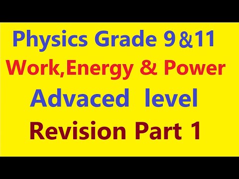 Physics Grade  9 and 11  Work, Energy and Power   Advanced level revision part 1