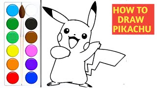 How to Draw Pikachu with Colors | Easy Pokémon Drawing Tutorial for Kids USA | Pikachu Drawing Art |