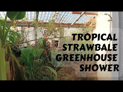 Strawbale Greenhouse Shower - Intergrated Permaculture system