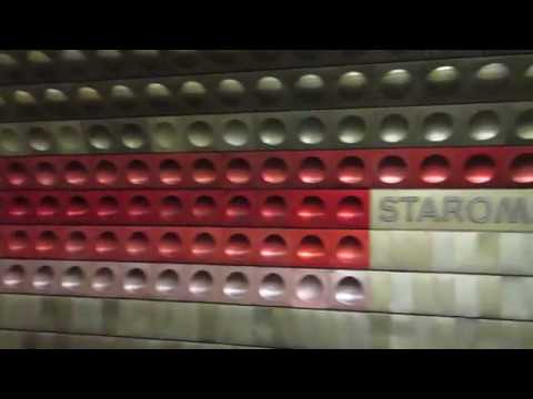 Staroměstská station - Ride in Prague Metro (Pražské metro) (line A)  - 16.07.2018