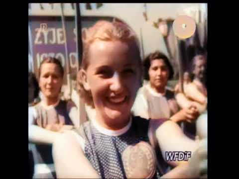 Polska Rzeczpospolita Ludowa w kolorze - pochód 1 maja 1953r