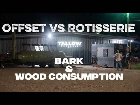 OFFSET VS ROTISSERIE!! Today we tested the bark and wood consumption on an Offset vs Rotisserie!