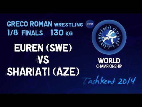 1/8 Finals - Greco Roman Wrestling 130 kg - J. EUREN (SWE) vs S. SHARIATI (AZE) - Tashkent 2014
