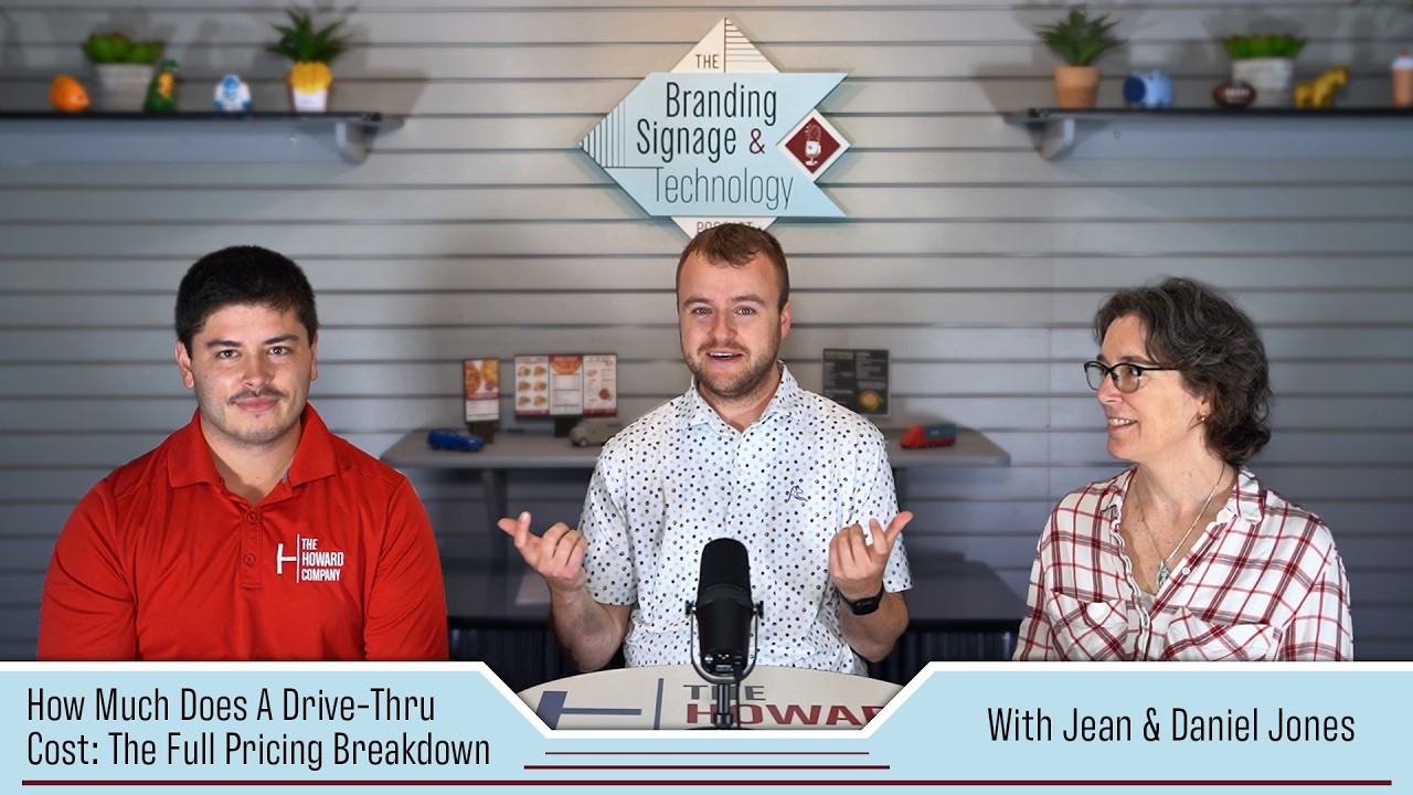 Jean Jones and Daniel Jones discussing drive-thru costs on the Branding Signage and Technology Podcast