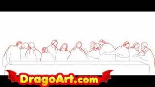 How to draw the Last Supper, step by step