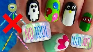 No Tool Nails Tutorial! 5 Nail Art Designs