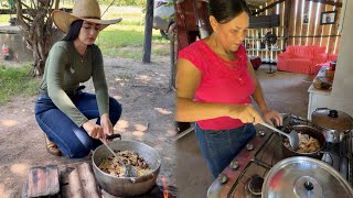Country-style lunch in the countryside 🔥🪵