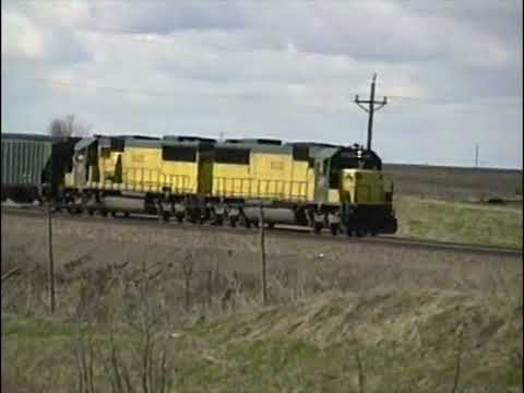 1991_04_14 CNW between Nevada and Colo IA All EMD Loco's CGW Hopper