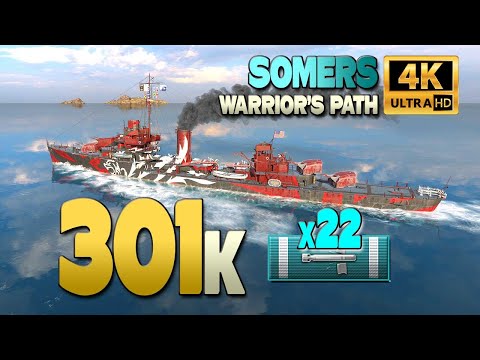 Destroyer Somers on map Warrior's Path, 301k damage - World of Warships