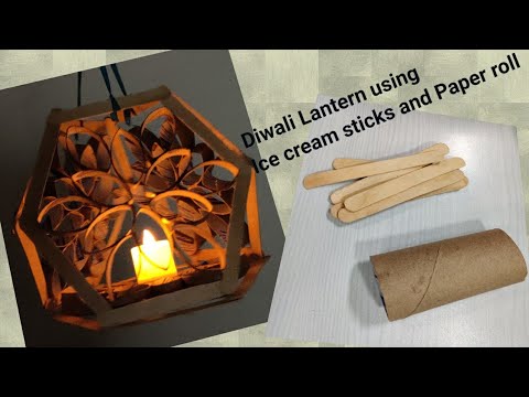 DIY How to make Ice cream stick Diwali lantern,Kandil making at home,Wall Hanging lamp@Papersai arts Video