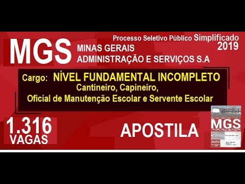 Apostila Processo Seletivo Público Simplificado MGS 2019 Cargo Nível Fundamental Incompleto