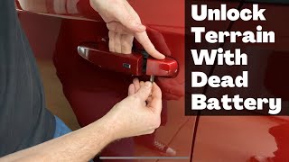 How To Unlock 2018 - 2023 GMC Terrain With Dead Battery - Manually Open Remote Key Fob Won