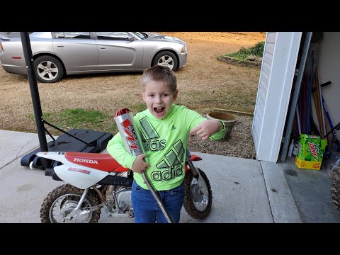 Nate Got A Big Gun Exhaust For Christmas For The Crf50!