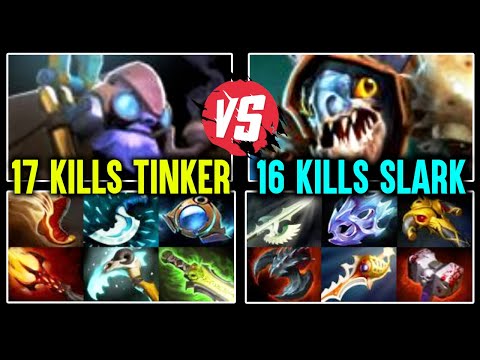 Fast Hands [Tinker] Spammer vs Rapier Right Click [Slark] - Battle Between Killing Machines Dota 2