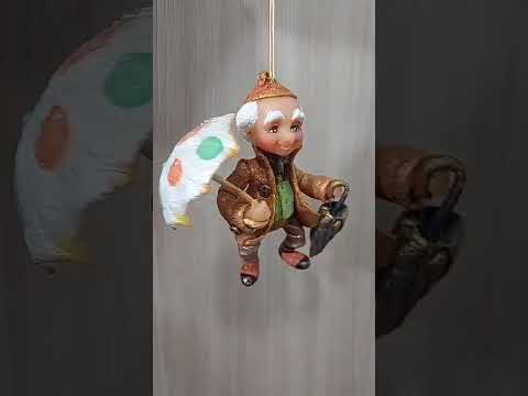 Елочная кукла из ваты Оле-Лукойе, интерьерная подвеска 11 см, сказочная фигурка ручной раб