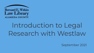 (Archived) Introduction to Legal Research with Westlaw