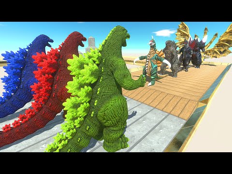 X3 HEISEI GODZILLA DEATH RUN vs GHIDORAH - Animal Revolt Battle Simulator