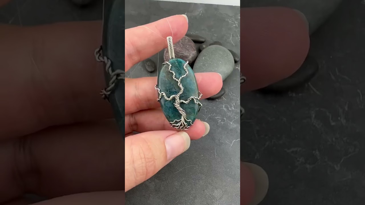 Wire wrapped tree of life pendant - Apatite Tree of Life Sterling Silver