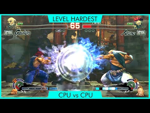 Street Fighter Akuma vs Gouken Full Fight SF4 Gameplay CPU vs CPU
