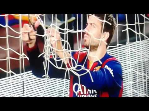 Pique Cuts the goal nets vs athletic bilbao 30.05.2015 Copa del Rey
