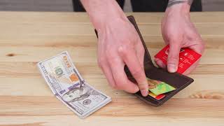 Тонкий горизонтальний портмоне Cardi без застібки в матовій шкурі Grande Pelle 11310 коричневий