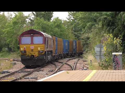 66089 and 66127 each end of the Binliners at Drayton Green, 08 August 2020