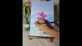 easy  nature drawing painting | acrylic painting  | nature  drawing #shorts