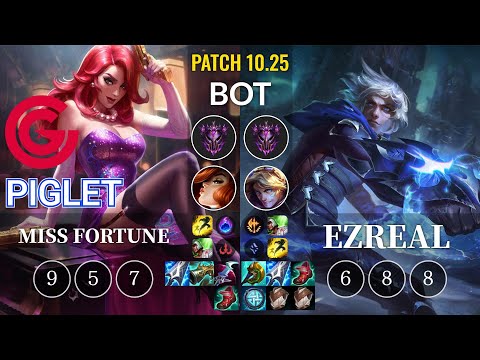 CG Piglet Miss Fortune vs Ezreal Bot - KR Patch 10.25