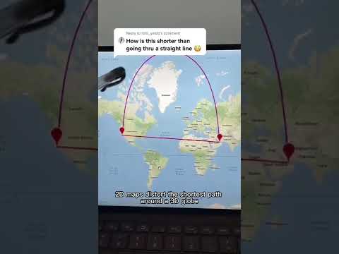 2D maps distort flight paths! #shorts #plane #flightpath #flight