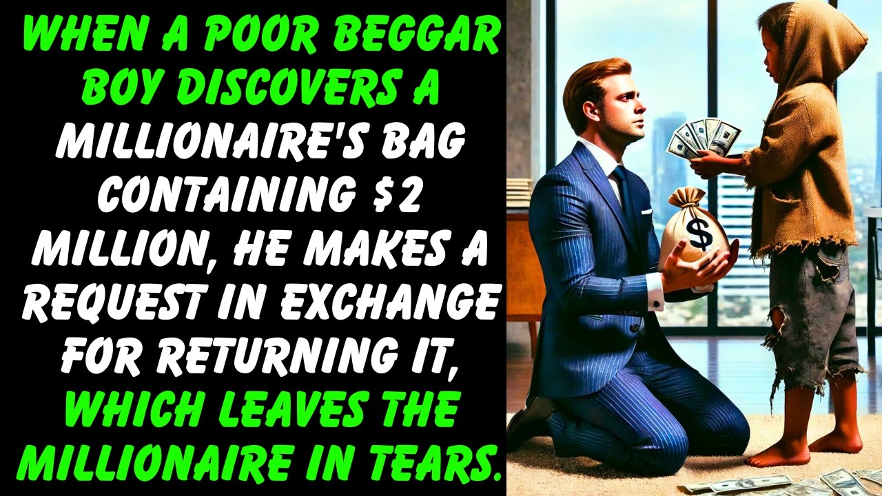 A poor beggar boy finds a $2 million bag, makes a heart-wrenching request, and the millionaire cries
