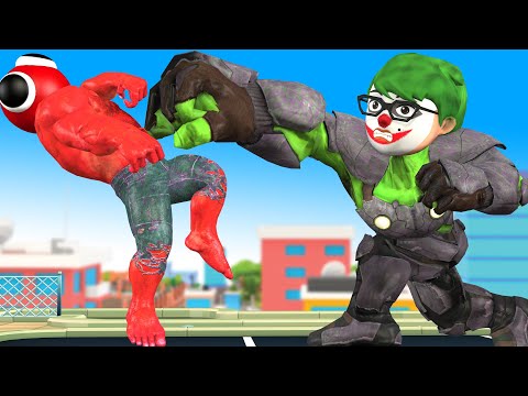 Super Hero Nickhulk vs Team Bad guys Rainbow Friends revenge City - Scary Teacher 3D sad Story