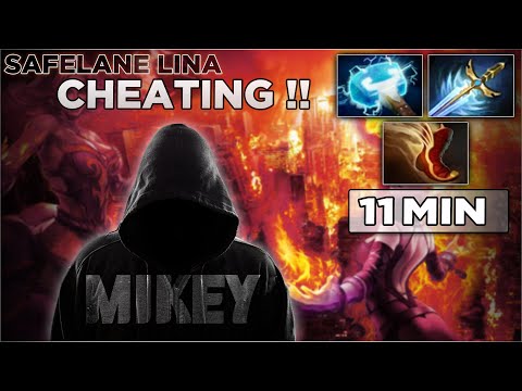 ✅WB.Mikey Pos 1 Lina CHEATING !!!! [ 11min ] 3x Items on Safelane Lina by Kasra Mikey - Carry Lina