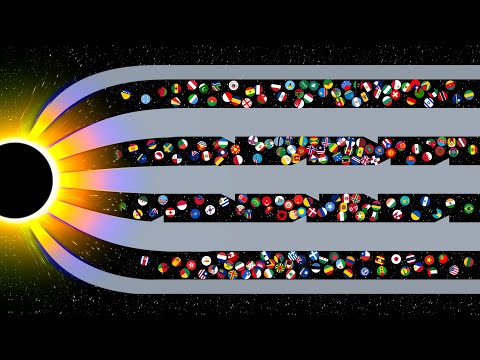 Escape From Black Hole - Marble Race Countries in Algodoo