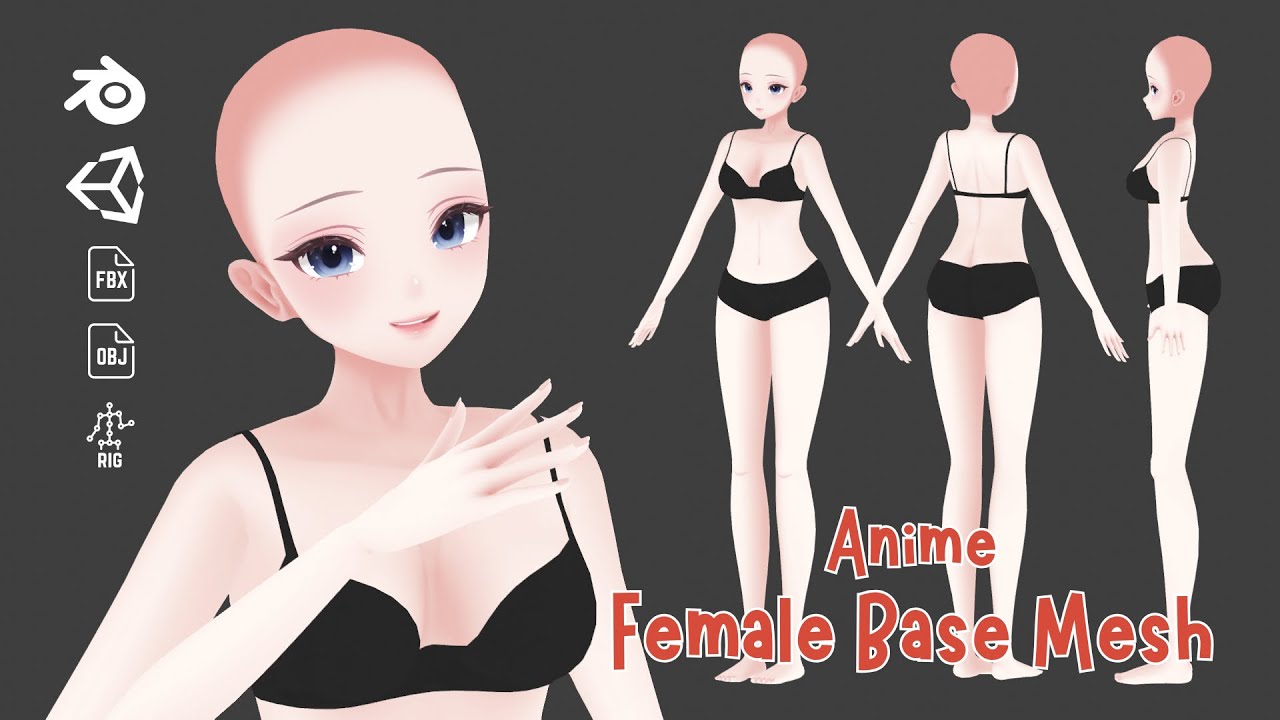 Malha Base Anime Chibi Modelo 3D