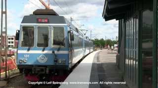 preview picture of video 'SL Roslagsbanan trains at Täby Centrum, Stockholm'