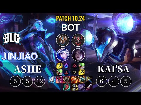 BLG Jinjiao Ashe vs Kai'Sa Bot - KR Patch 10.24